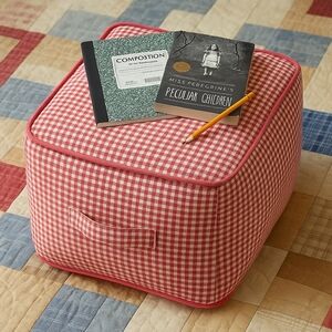 Pottery Barn Kids Red Gingham Beanbag Ottoman Slipcover + Key | Rare 2000s
